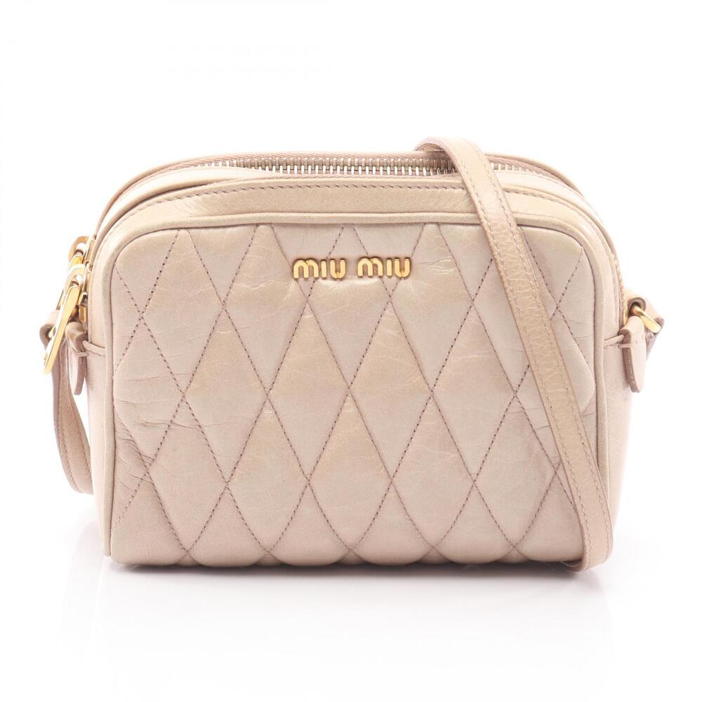 Miu Miu MATELASSE Shoulder Bag Leather Beige Cream
